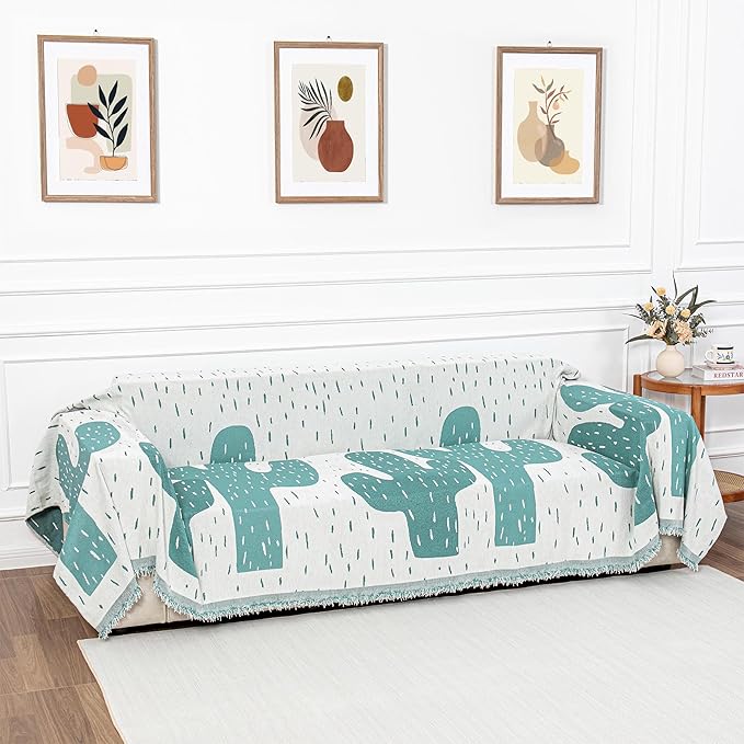 MYSKY HOME Couch Cover for Sectional Sofa Set Cactus Pattern Sofa Cover - Image 2