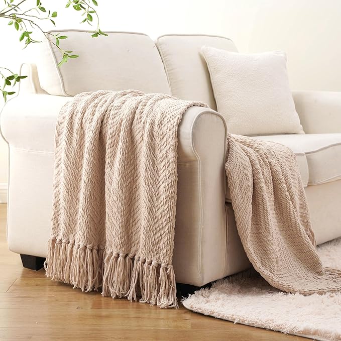 BATTILO HOME Beige Throw Blanket - Image 6