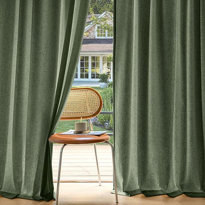 MIULEE Non-See-Through Privacy Linen Curtains 2 Panels, Olive Green Light by MIULEE