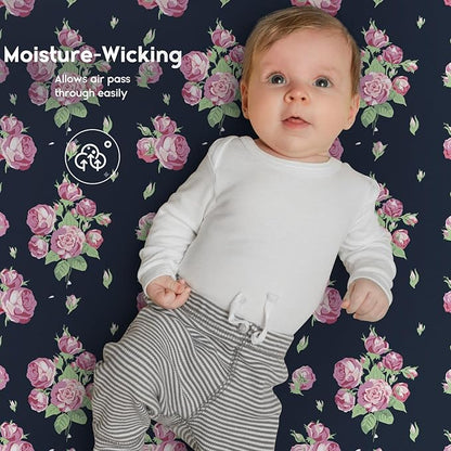Yoofoss Pack and Play Sheets Fitted, Mini Crib Sheets 2-Pack - Image 5