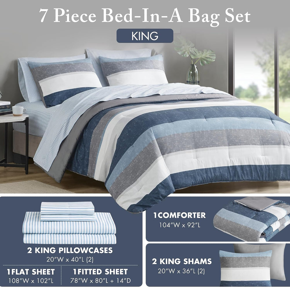 Madison Park Essentials Jaxon Bed in a Bag Comforter Set with Sheet, Printed ...