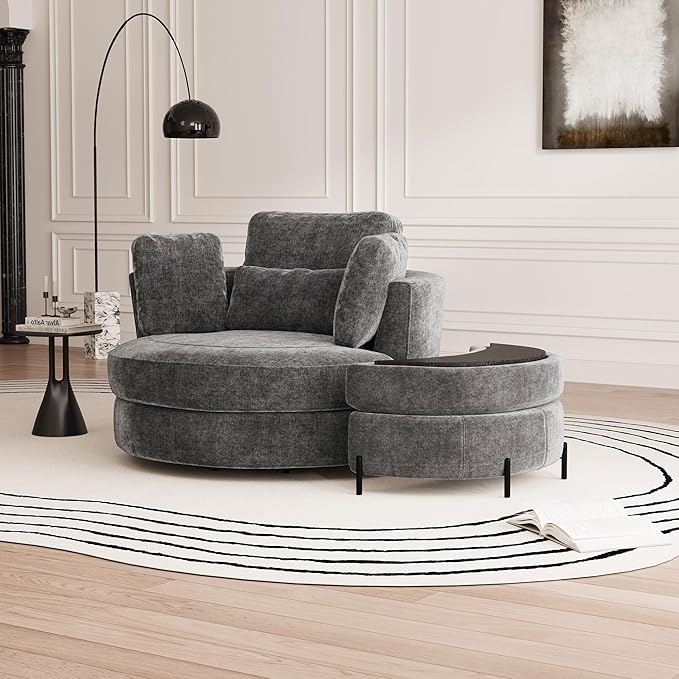 Aoiy & Wifon 50.2'' W Oversized Swivel Barrel Chair - Image 7