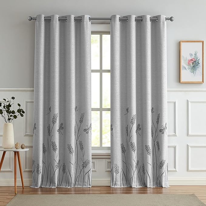 Melodieux Wheat Embroidery Linen Textured Curtain by Melodieux