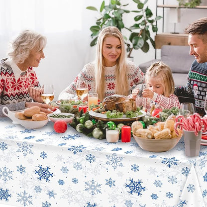 1 Pieces Snowflake Christmas Party Tablecloth Decorations, Plastic White - Image 5