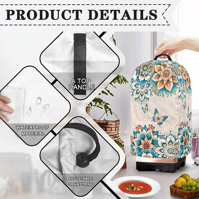 Floral Butterflies Blender Dust Cover Kitchen Appliance Oil-Proof Food - Image 4