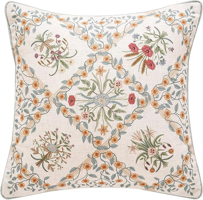 ISAENNE Design Linen Throw Pillow Covers 18"x18", Square Farmhouse Cushion by Isaennehomedecoration