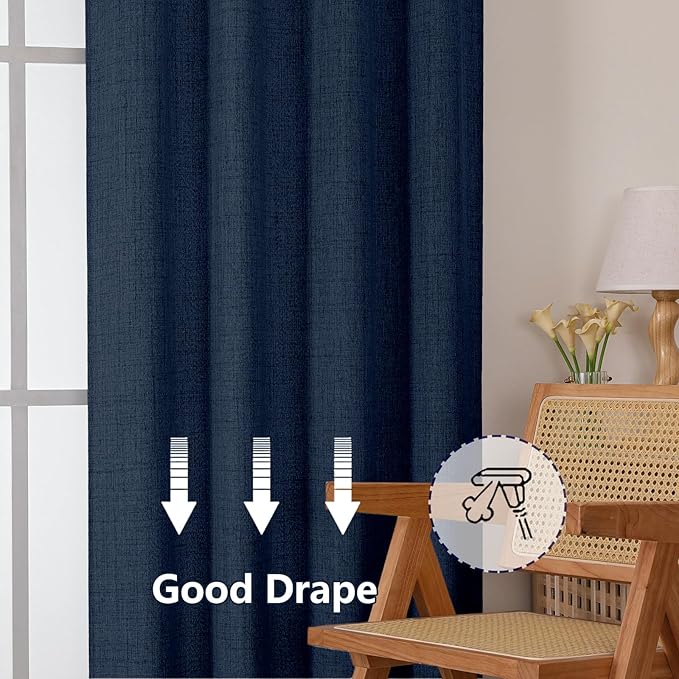 Gwine Navy Blue Curtains 45 Inch Length - Image 6