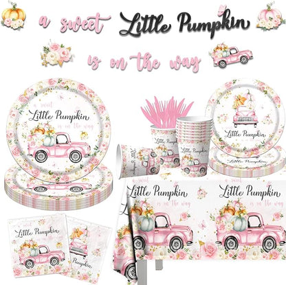 Little Pumpkin Baby Shower Party Decorations Tableware, Napkins by GREHUMOR