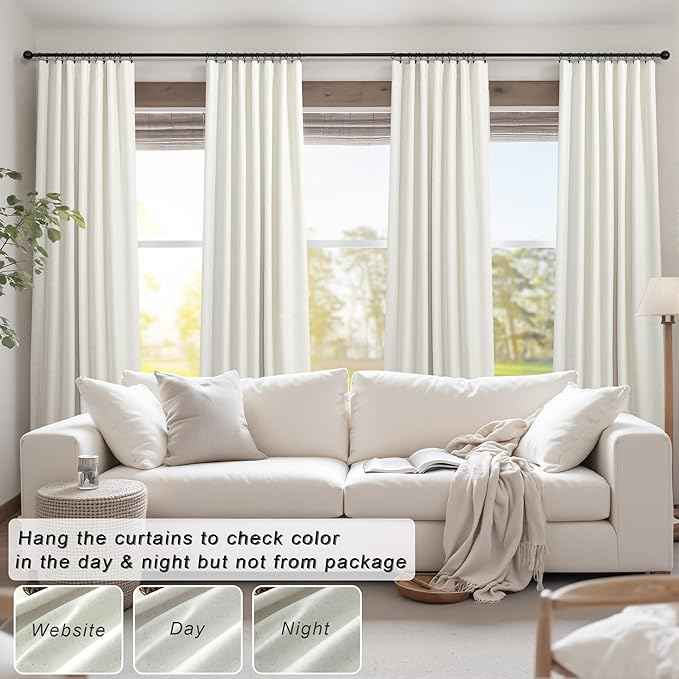 Natural Linen Back Tab Blackout Curtains & Drapes 96 Inch Long - Image 3