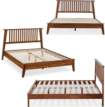 acacia kaylin bed frame with headboard solid wood, front angle view