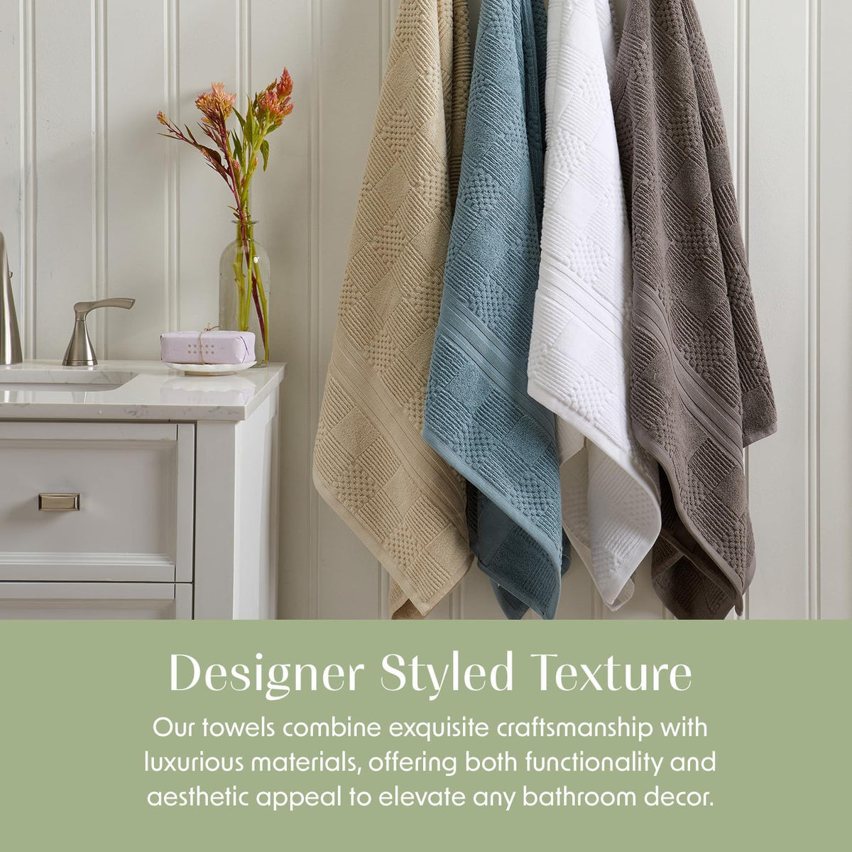 springtree home 100% cotton bath towel set | showing dimensions