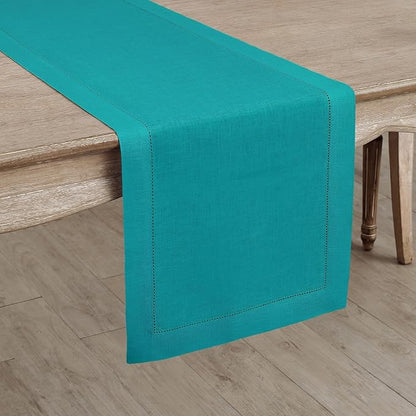 Solino Home Linen Teal Table Runner 108 Inches Long - Image 2