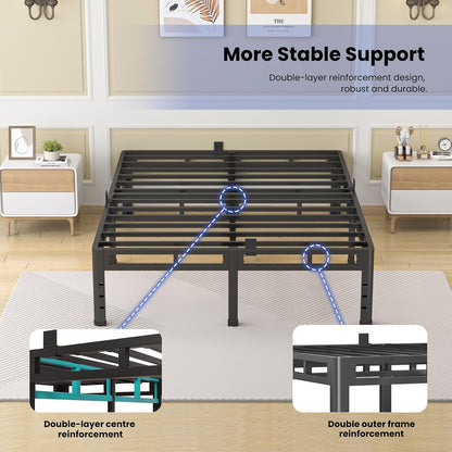 nkz king size metal platform bed frame, 18 showing dimensions