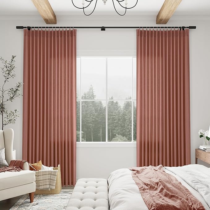 Canyon Rose Pinch Pleated Linen Curtains 72 Inch Length 2 Panels - Image 3