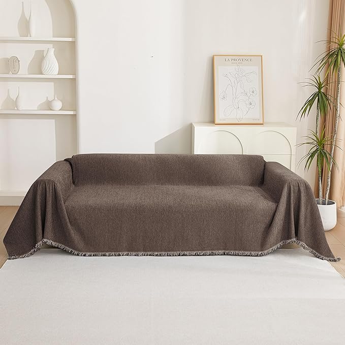 MYSKY HOME Boho Couch Cover Chocolate Sofa Covers - Image 8