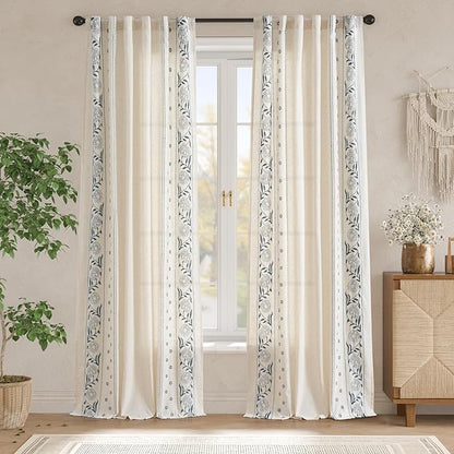 jinchan Winslow Linen Curtains for Bedroom 108 Inches Length Embroidered - Image 3