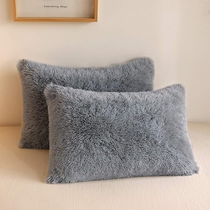 XeGe Faux Fur Throw Pillow Cases, Plush Shaggy Ultra Soft Pillow Covers by XeGe