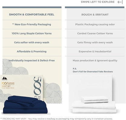 Mayfair Linen 100% Cotton Striped Sheets Twin Size Bed Set - Image 2
