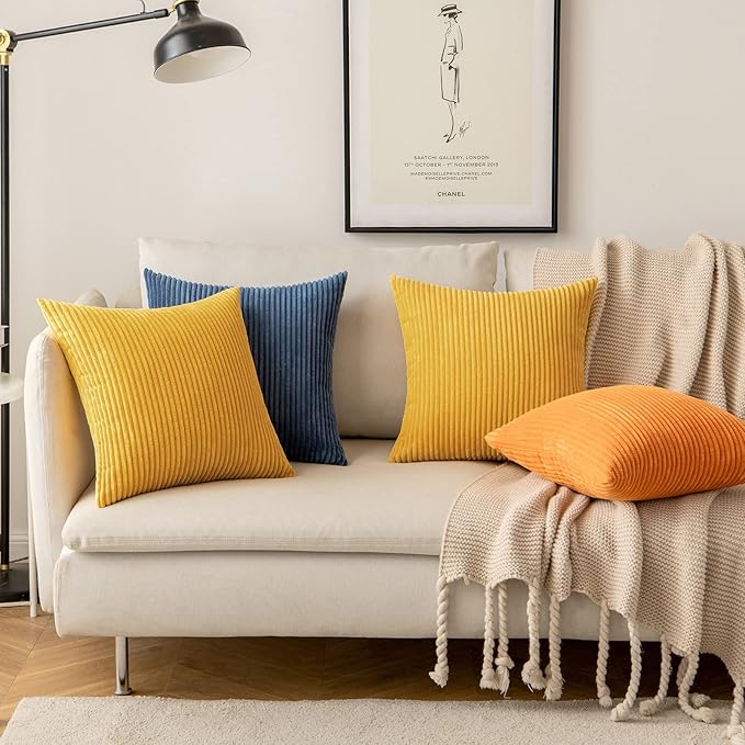 MIULEE Pack of 2 Mustard Yellow Fall Pillow Covers 20x20 Inch Soft Decorative - Image 5