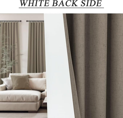 Brown Blackout Curtains 90 Inch Length Thick Linen Patio Drapes - Image 8