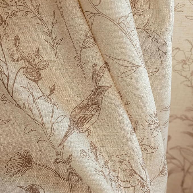 ENJOYBRIDAL Floral Curtains 63 Inch Long Farmhouse Semi Sheer Drapes Bird - Image 7