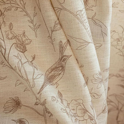 ENJOYBRIDAL Floral Curtains 63 Inch Long Farmhouse Semi Sheer Drapes Bird - Image 7