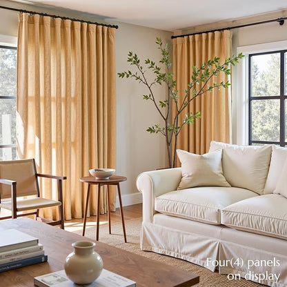jinchan Linen Blend Curtains 96 inch Length 2 Panels - Image 3