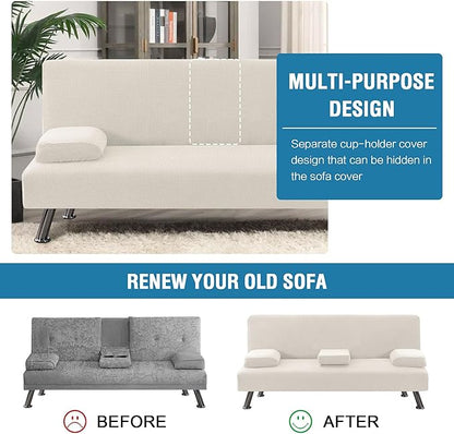 H.VERSAILTEX 4 Pieces Stretch Futon Covers Sofa Bed Slipcover - Image 5