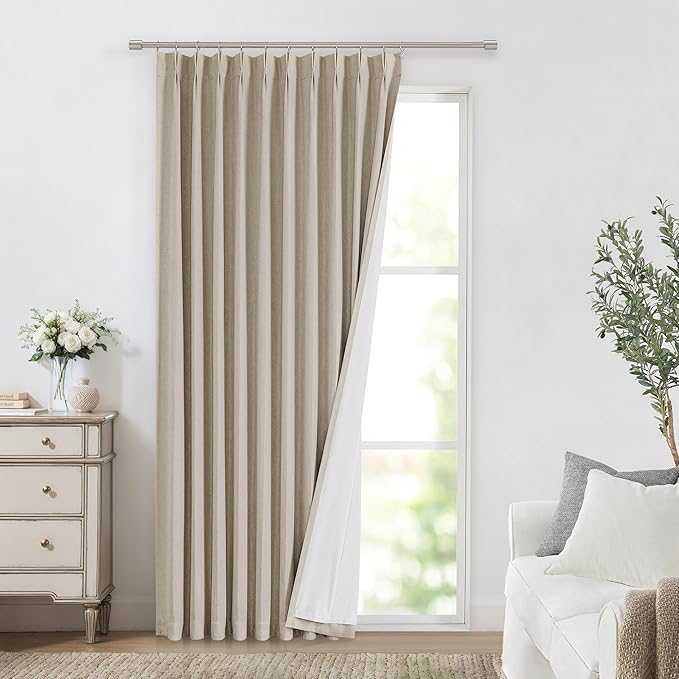 Vision Home Sand Pinch Pleated Full Blackout Curtains Linen Blended Room - Image 9