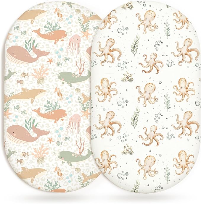 Bassinet Sheets for Baby Girls Boys 2 Pack, Fitted Baby Mattress Sheet for by Home