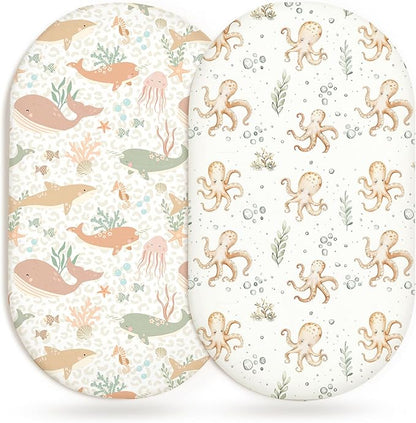 Bassinet Sheets for Baby Girls Boys 2 Pack, Fitted Baby Mattress Sheet for by Home