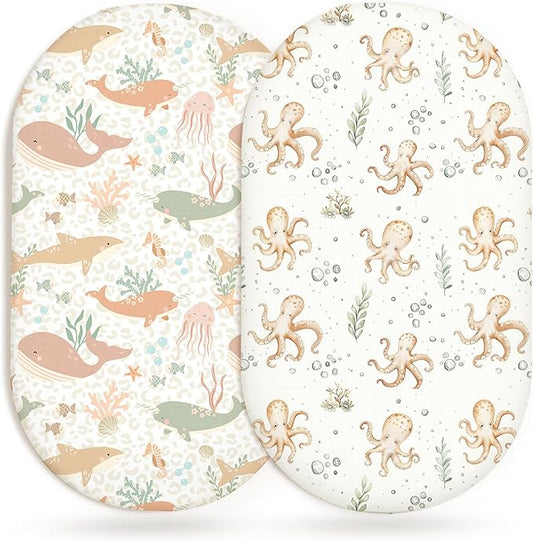Bassinet Sheets for Baby Girls Boys 2 Pack, Fitted Baby Mattress Sheet for by Home