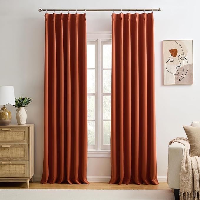 KEQIAOSUOCAI Long Copper Blackout Burnt Orange Curtains by KEQIAOSUOCAI