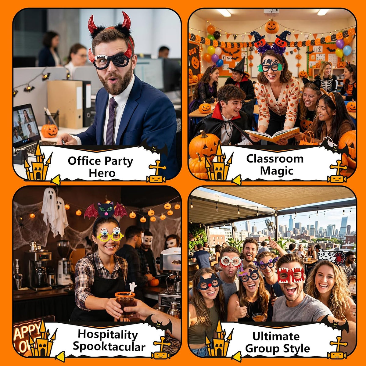 Halloween Headbands and Glasses Bulk, Party Favor Accessories for Adults Costume Party Decorations
