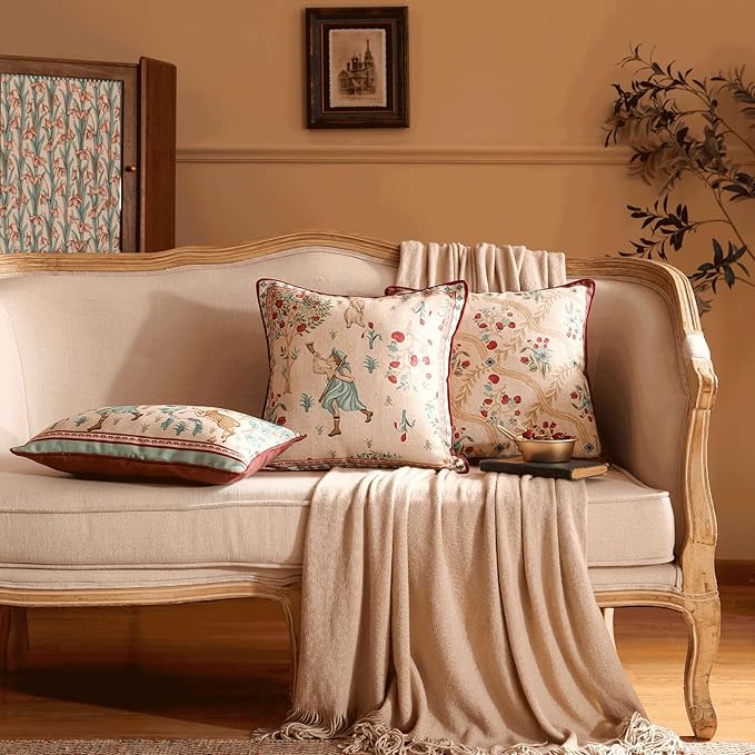 patdrea Designer Pack of 4 Throw Pillow Covers, Farmhouse Vintage Linen - Image 5