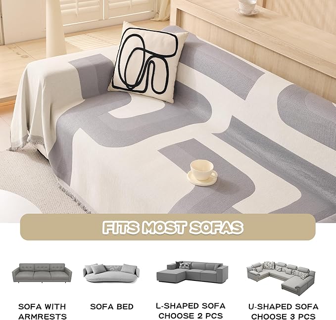 MEETSKY Couch Cover for Pets Sofa Covers Washable, Simple Modern Geometric - Image 3