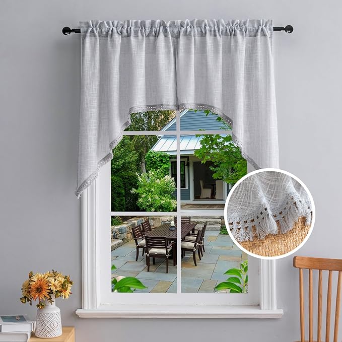 Beda Home Tassel Linen Textured Swag Valances by BedaHomeBedaLife