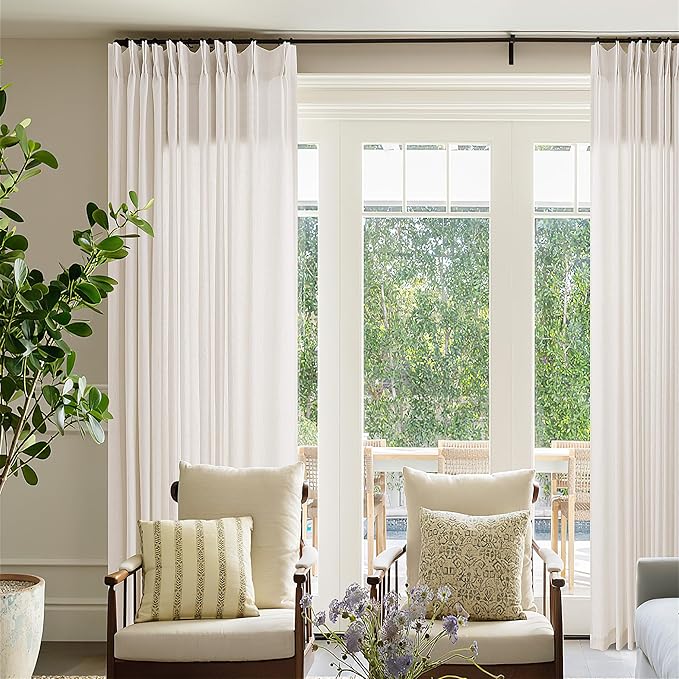 Natural Pinch Pleated Curtains 132 Inch Length - Image 6