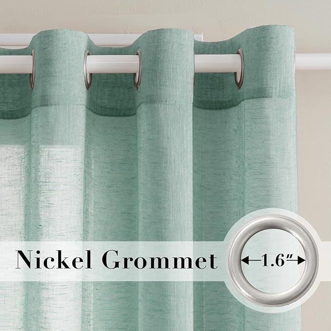 H.VERSAILTEX Linen Curtains Natural Linen Semi-Sheer Curtains 2 Panels Nickel - Image 2