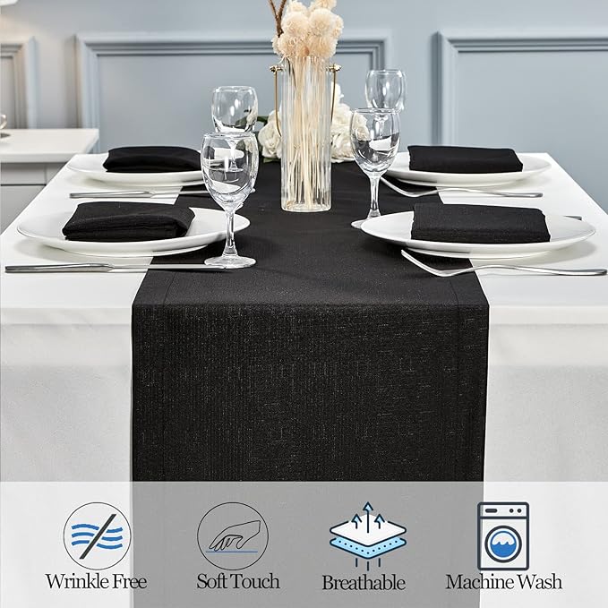 Mebakuk Linen Farmhouse Table Runner Large Burlap Style Soft and Waterproof - Image 4