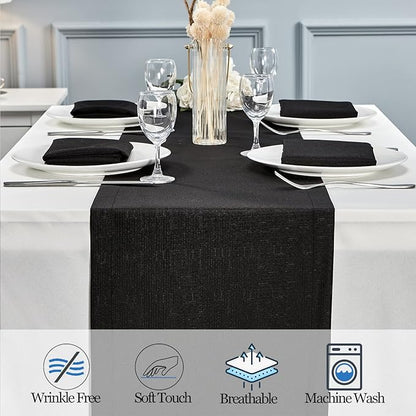 Mebakuk Linen Farmhouse Table Runner Large Burlap Style Soft and Waterproof - Image 4