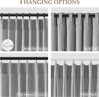 Light Grey Pinch Pleated Linen Curtains 90 Inch Length 2 Panels - Image 6