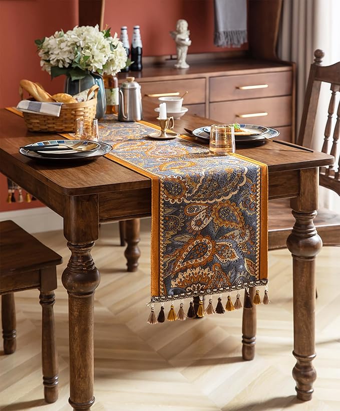 13×72 Inch Table Runner, Retro-Luxury Tassels Series - Image 2