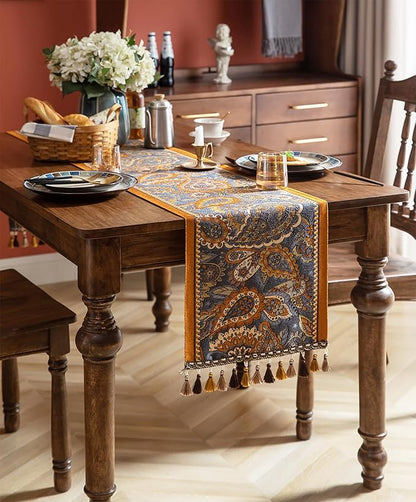13×72 Inch Table Runner, Retro-Luxury Tassels Series - Image 2