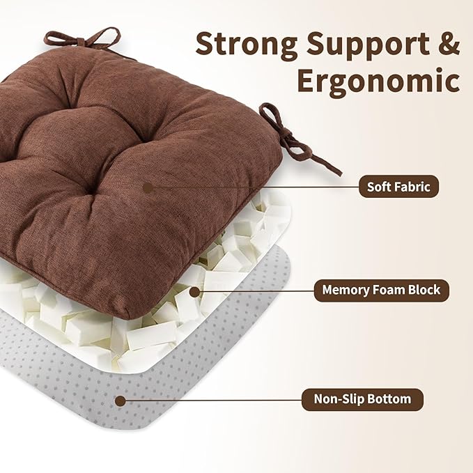 Chair Cushions for Dining Chairs, Tufted Foam Kitchen Chair, Non-Slip Seat - Image 4