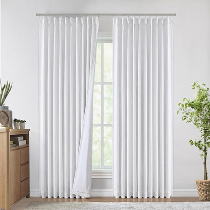 Vision Home White Pinch Pleated Full Blackout Curtains 60 inch Wide Thermal - Image 2