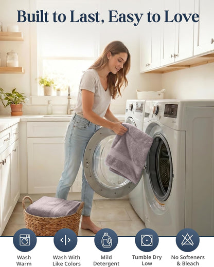 lane linen towel set quick dry 100% cotton, front angle view