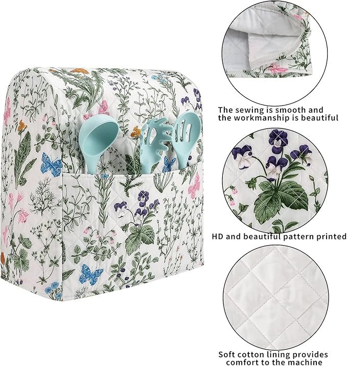 Stand Mixer Cover, Floral and Plants Kitchen Mixer Cover Compatible - Image 3