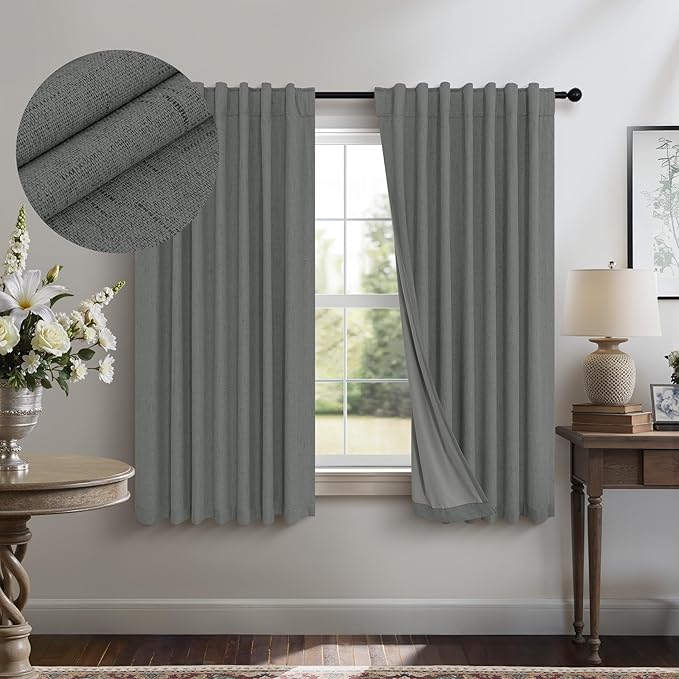 Linen Textured Black Out Blinds by Pitalk