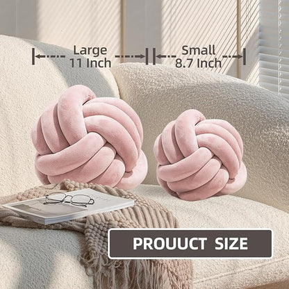 2 Pcs Knot Pillow Ball, Caramel Knotted Pillow Plush Ball Pillows, 8.7" - Image 3